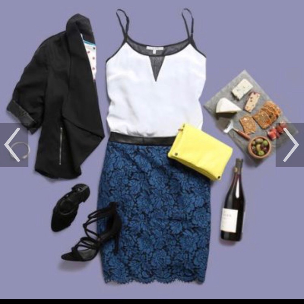 NWT Brixon Ivy Blue lace pencil skirt